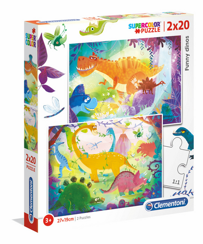 Clementoni puzzel grappige dino's, 2x20st.