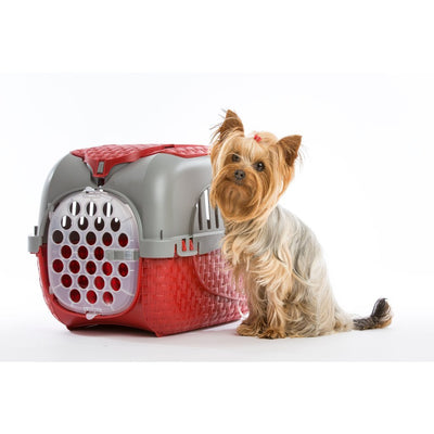 Bama pet transportbox 59x38x37 cm rood zilver