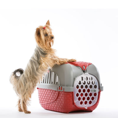 Bama pet transportbox 59x38x37 cm rood zilver