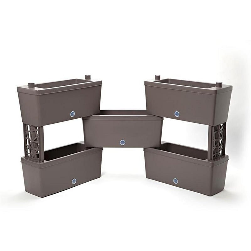 Bama brick koppelbare plantenbakken 75l 59x23x27 cm 5 stuks antraciet