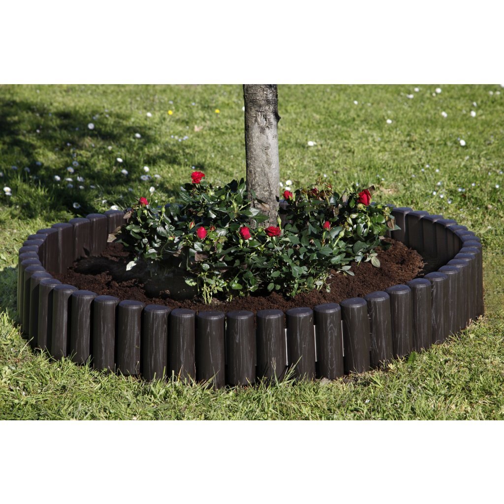 Bama tuin modulaire rand imitatiehout 38.5x15 cm 6 stuks bruin