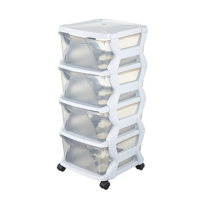 Bama insieme ladesysteem met wieltjes 4 laden 36x40x80 cm wit transparant