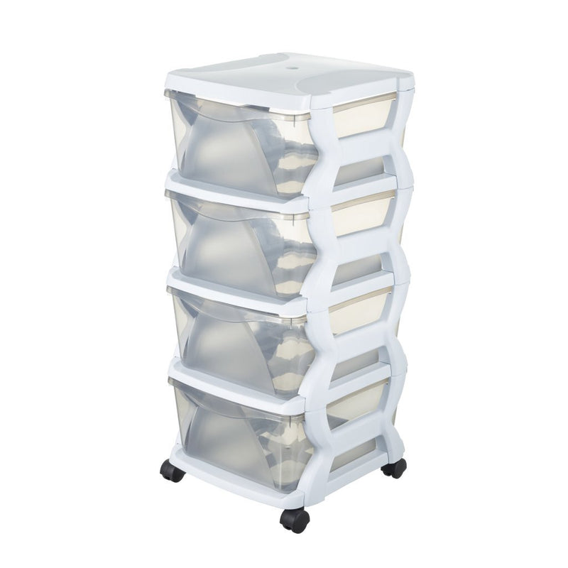 Bama insieme ladesysteem met wieltjes 4 laden 36x40x80 cm wit transparant