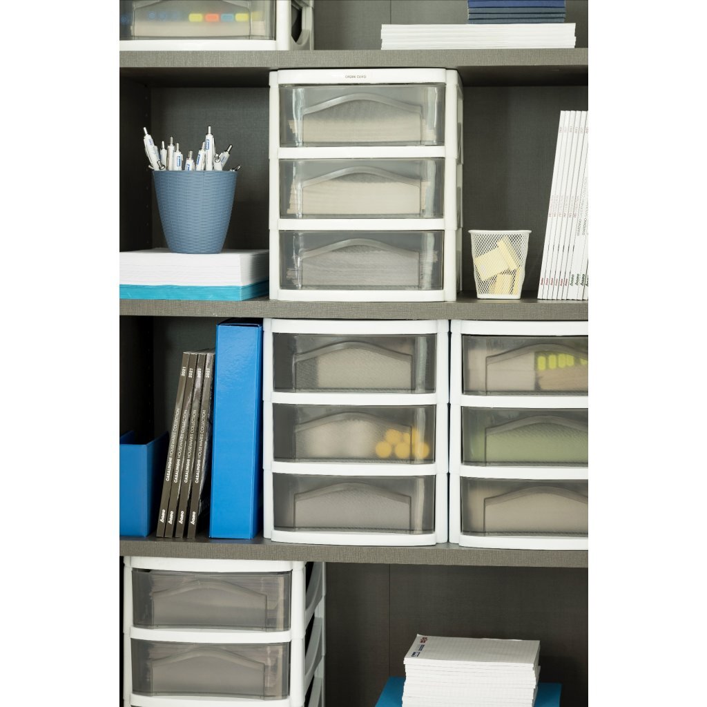 Bama big hobby ladesysteem met 3 laden 30x30x40 cm wit grijs