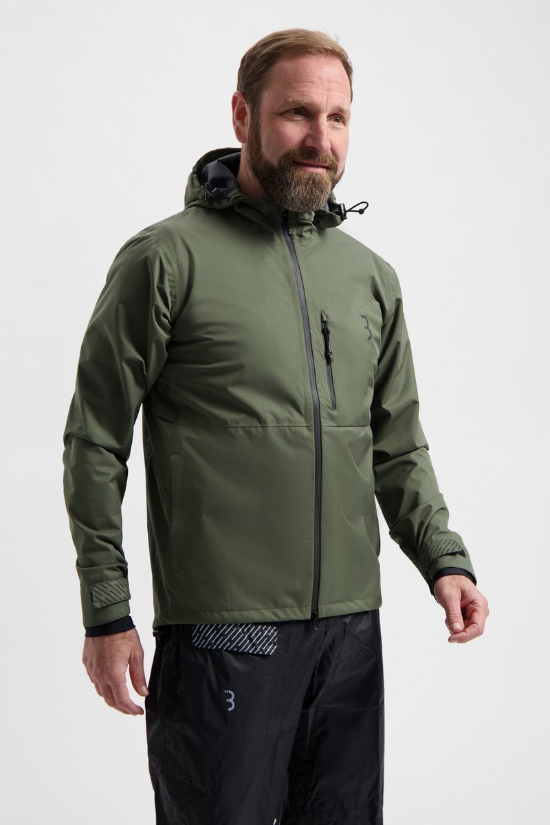 Bbb cycling rainshield explorer fietsjas - waterafstotend fietsjack heren dames - commuter fietsjack - olijf groen - maat l - bbw-450