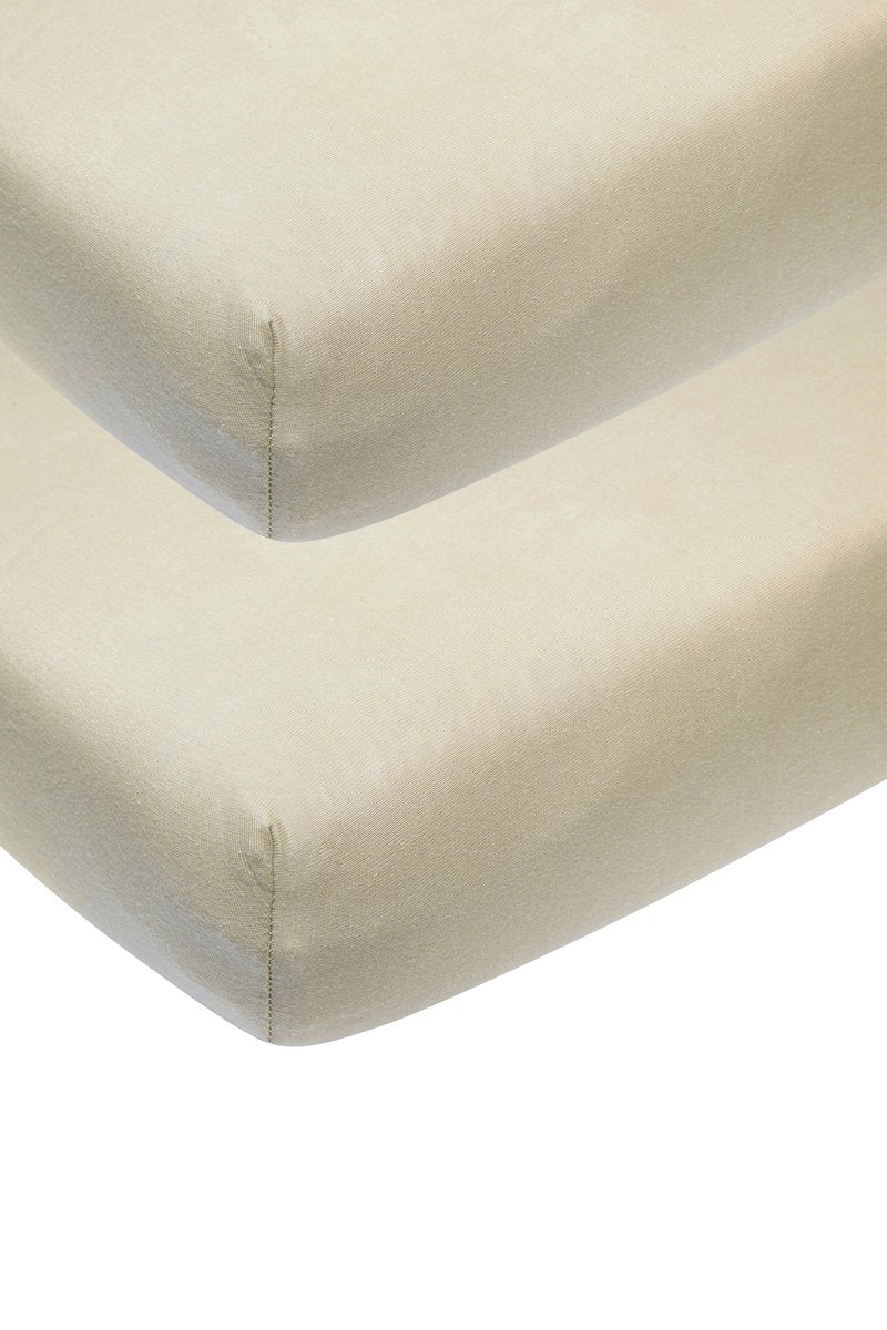 Meyco baby uni hoeslaken wieg - 2-pack - sand - 40x80 90cm