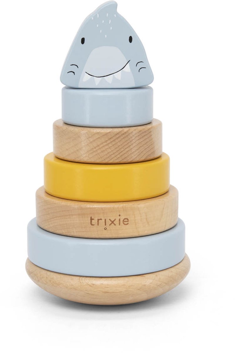 Trixie houten stapeltoren - mr. shark - houten stacking toy - educatief speelgoed - voor jongens meisjes - haai - fsc® hout