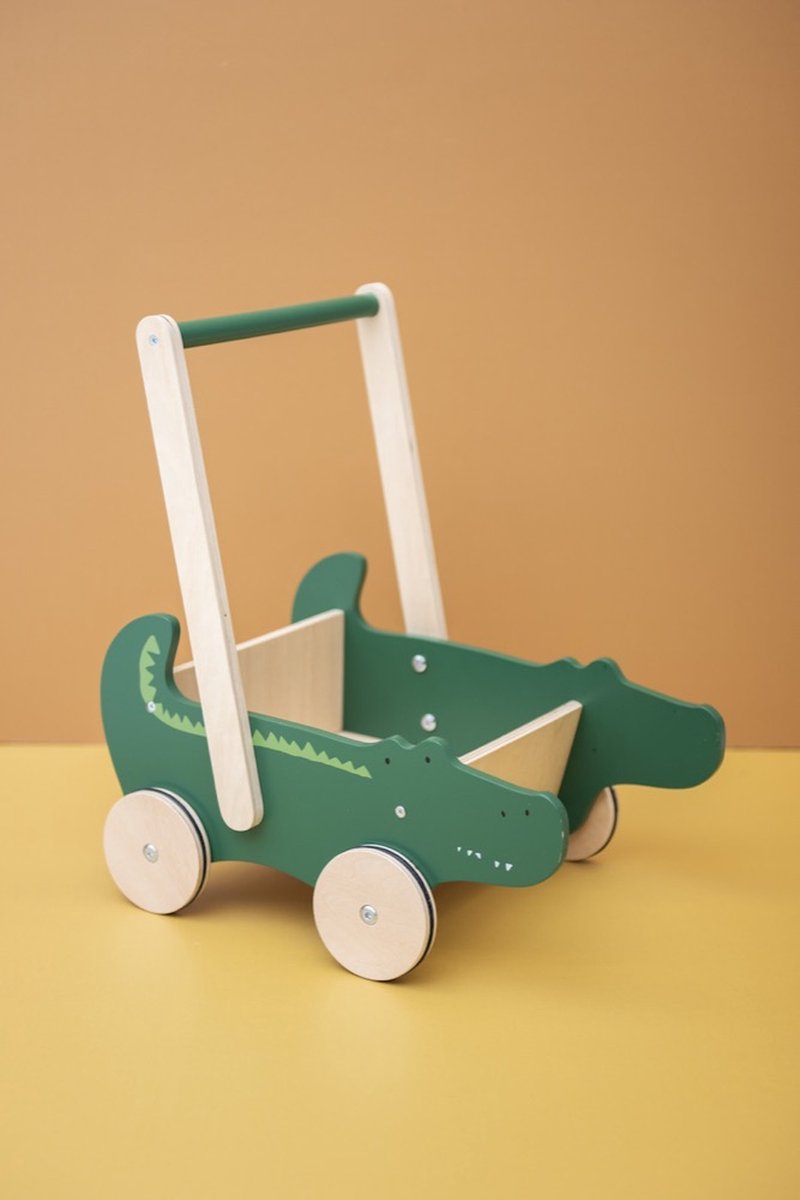 Trixie houten loopwagen - mr. crocodile - babywalker - kinder speelgoed - loopkar vanaf 1,5 jaar - voor jongens en meisjes – fsc® hout