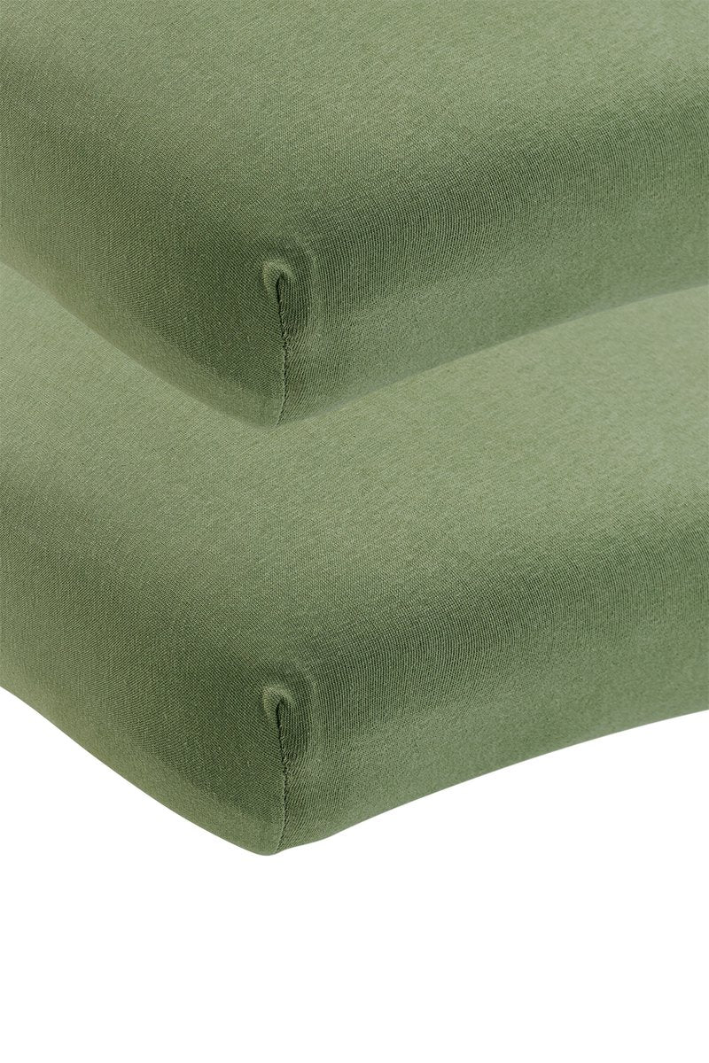 Meyco baby uni hoeslaken ledikant - 2-pack - jersey - olive green - 60x120cm