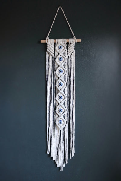 Motivagems bescherming dromenvanger - med macrame oog blauw wit roze