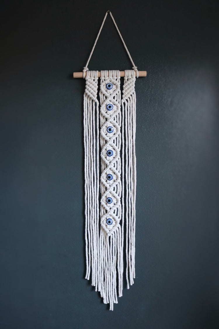 Motivagems bescherming dromenvanger - med macrame oog blauw wit roze