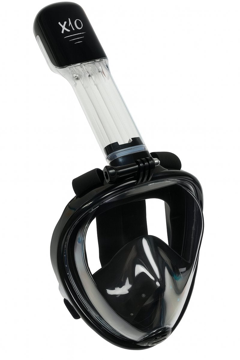 X10 snorkelmasker - duikbril - snorkel - snorkelset - full face masker - volwassenen - zwart - l xl
