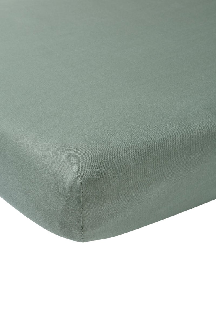 Meyco baby uni hoeslaken ledikant - stone green - 60x120cm
