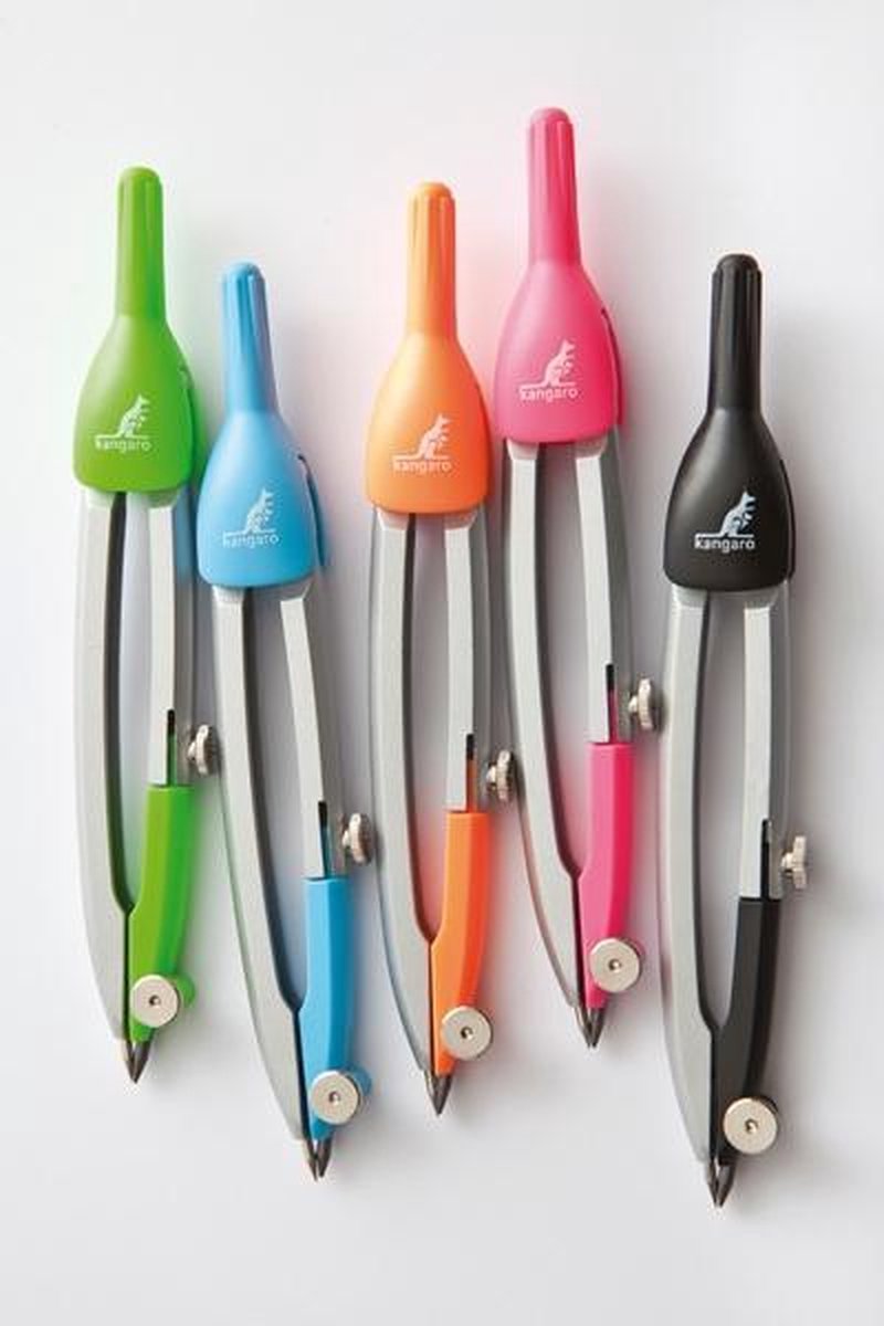 Kangaro schoolpasser - metaal - 12cm - assorti kleuren - 1 stuk - k-3510-ple