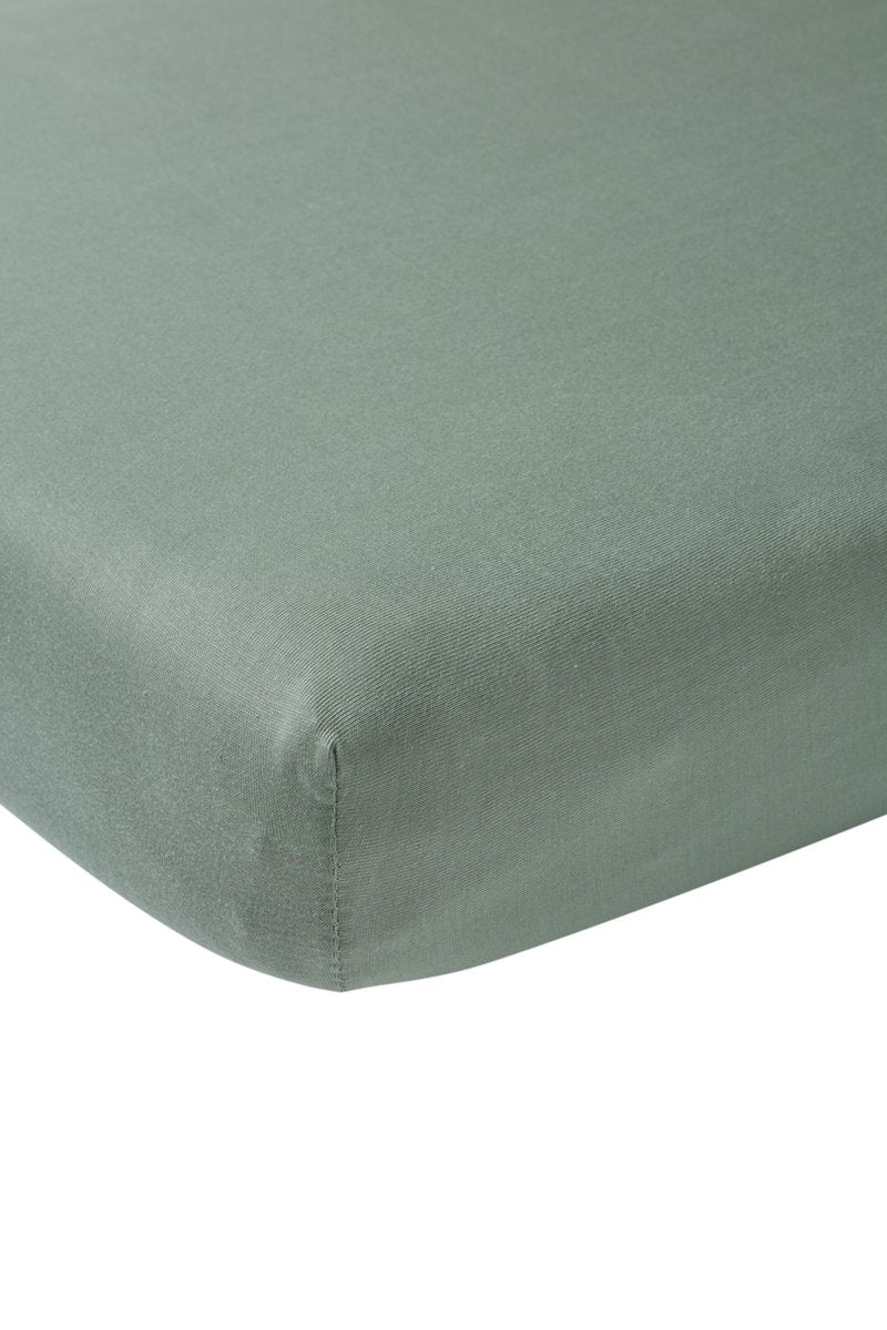 Meyco baby uni hoeslaken juniorbed - stone green - 70x140 150cm