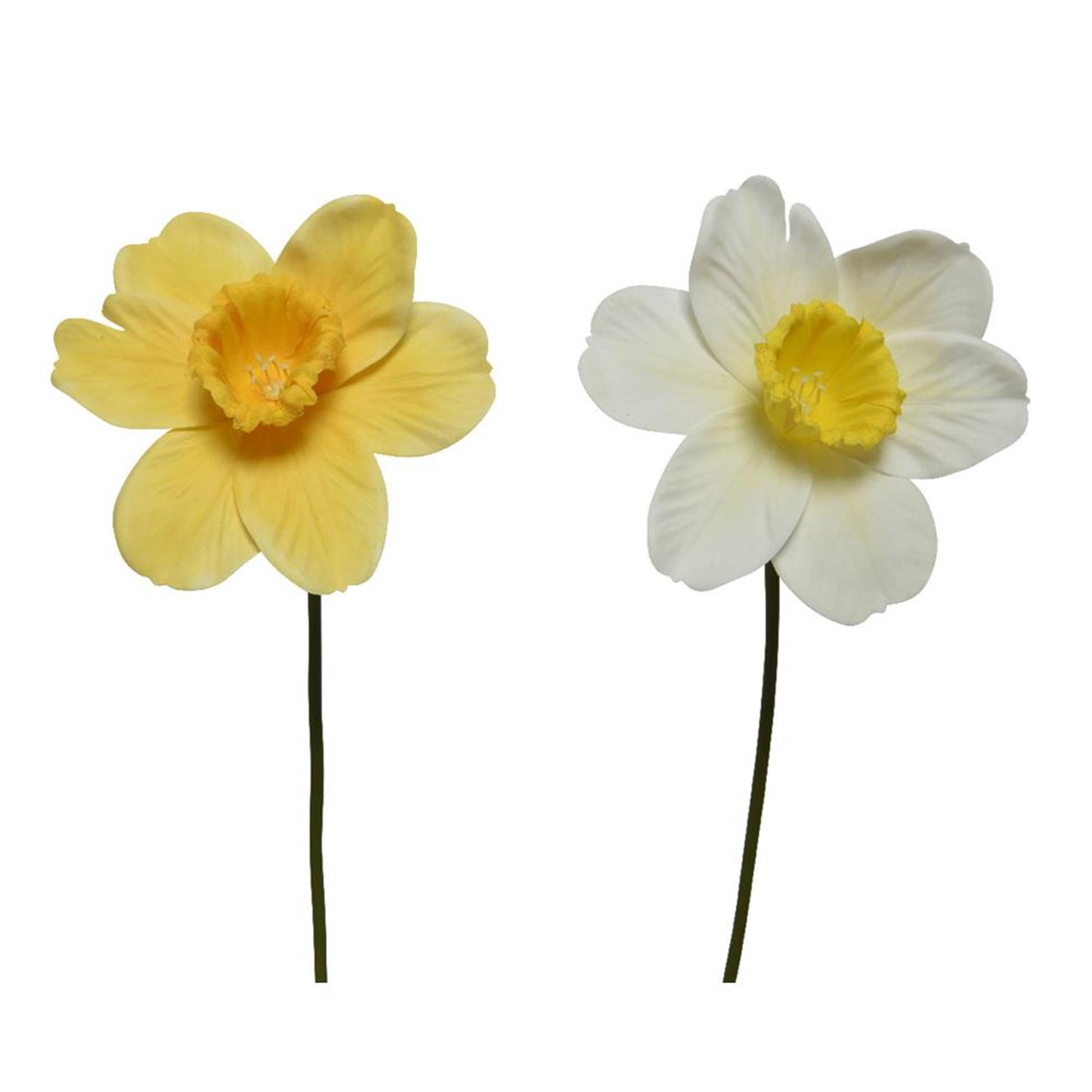 Decoris kunstbloem narcis polyester 11x11x39cm geel wit 2 assorti