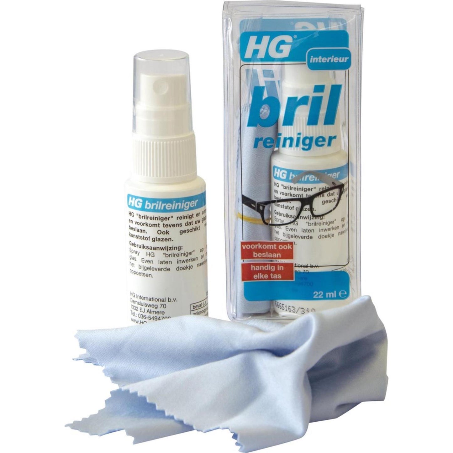 Hg brilreiniger 22ml inclusief doekje