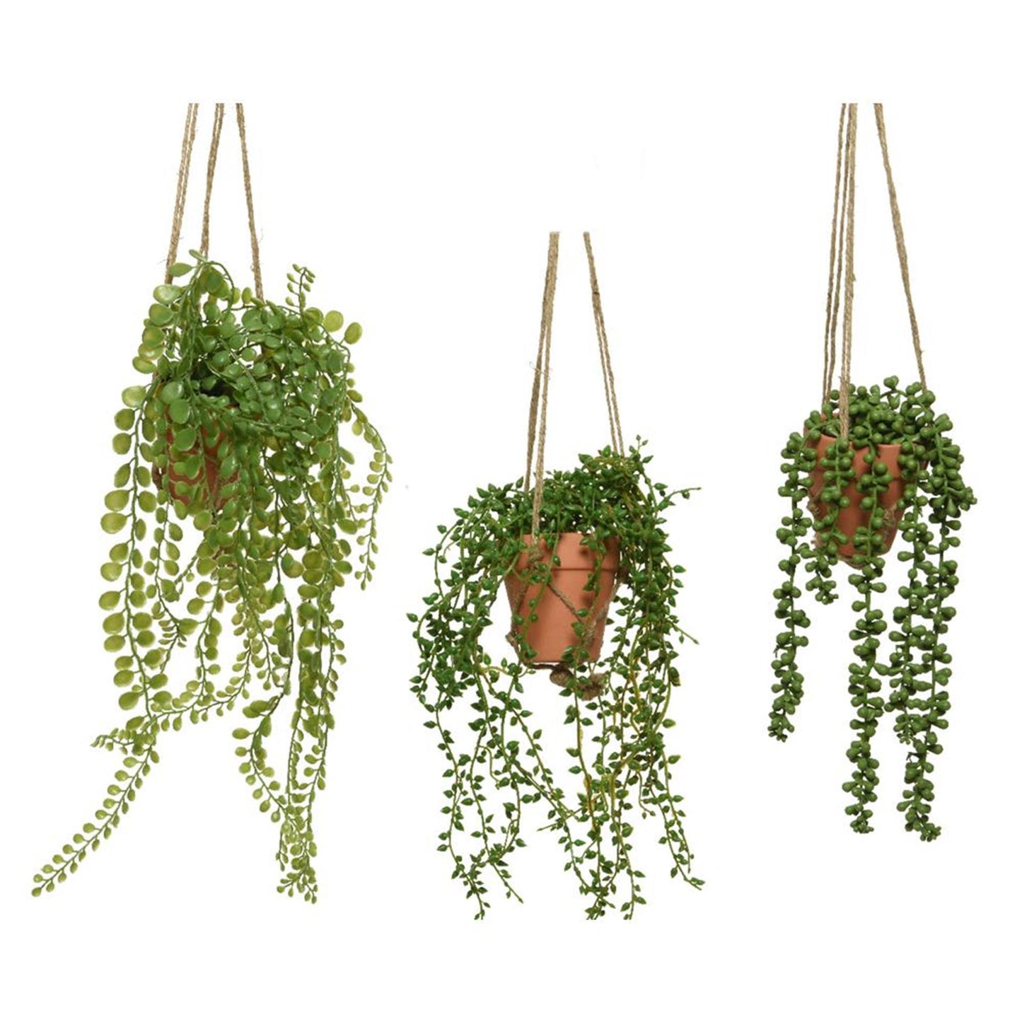Decoris kunst hangplant in pot h40cm 3 assorti