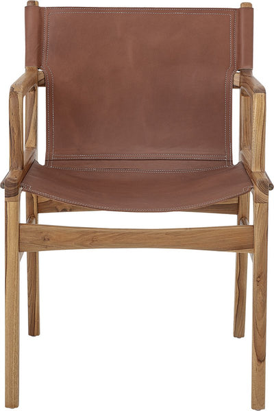 Bloomingville - ollie loungestoel - bruin - leer