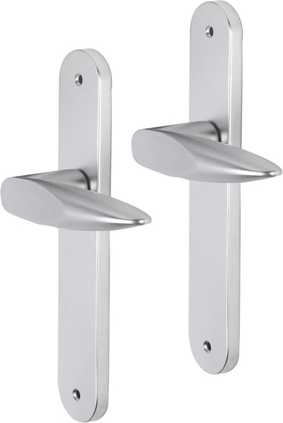 Impresso deurkruk - sutton - voor binnen - ovaal deurschild met schroeven - aluminium - 2 stuks