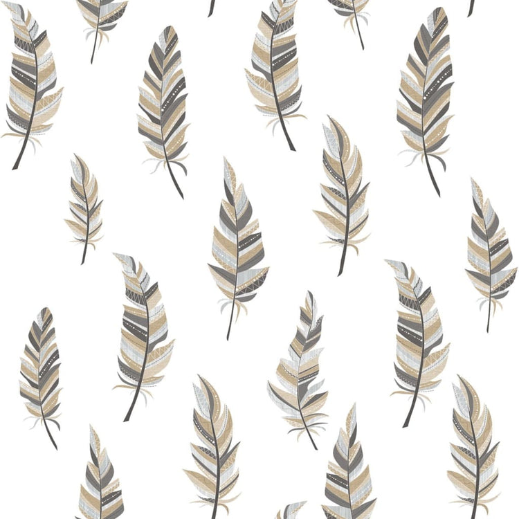 Noordwand behang urban friends coffee feathers wit en zilverkleurig
