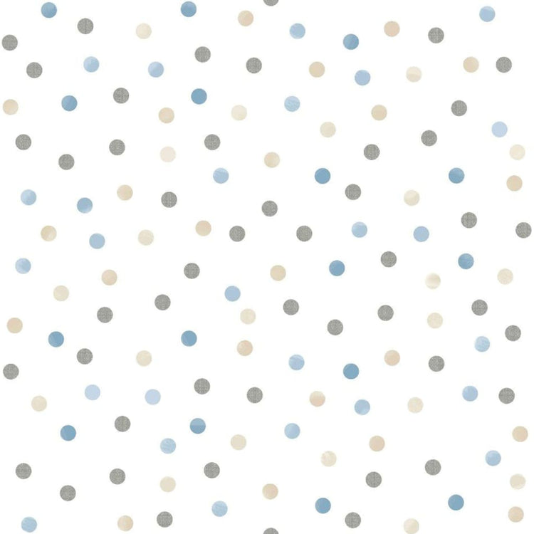 Noordwand behang mondo baby confetti dots wit blauw grijs beige