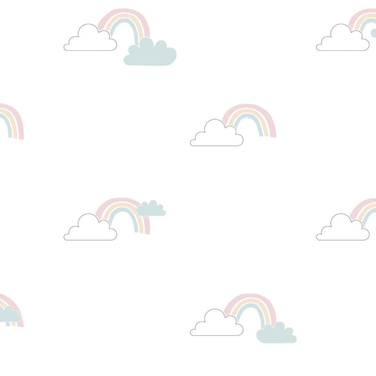 Noordwand behang mondo baby clouds wit blauw roze