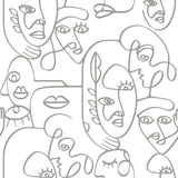 Noordwand Noordwand Behang Friends Coffee Line Art Faces wit en metallic - afbeelding 2