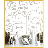 Noordwand Noordwand Behang Friends Coffee Line Art Faces wit en metallic - afbeelding 1