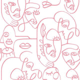 Noordwand behang friends coffee line art faces wit en roze - afbeelding 2