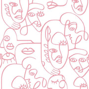 Noordwand behang friends coffee line art faces wit en roze - afbeelding 2