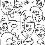 Noordwand Noordwand Behang Friends Coffee Line Art Faces wit en zwart - afbeelding 2