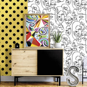 Noordwand Noordwand Behang Friends Coffee Line Art Faces wit en zwart - afbeelding 1