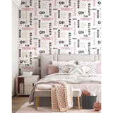 Noordwand Noordwand Behang Friends Coffee Words and Letters roze en zwart - afbeelding 1