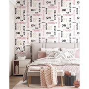 Noordwand Noordwand Behang Friends Coffee Words and Letters roze en zwart - afbeelding 1