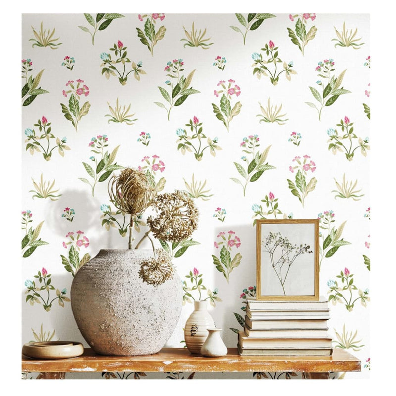 Noordwand behang blooming garden 6 flowers and plants wit en groen