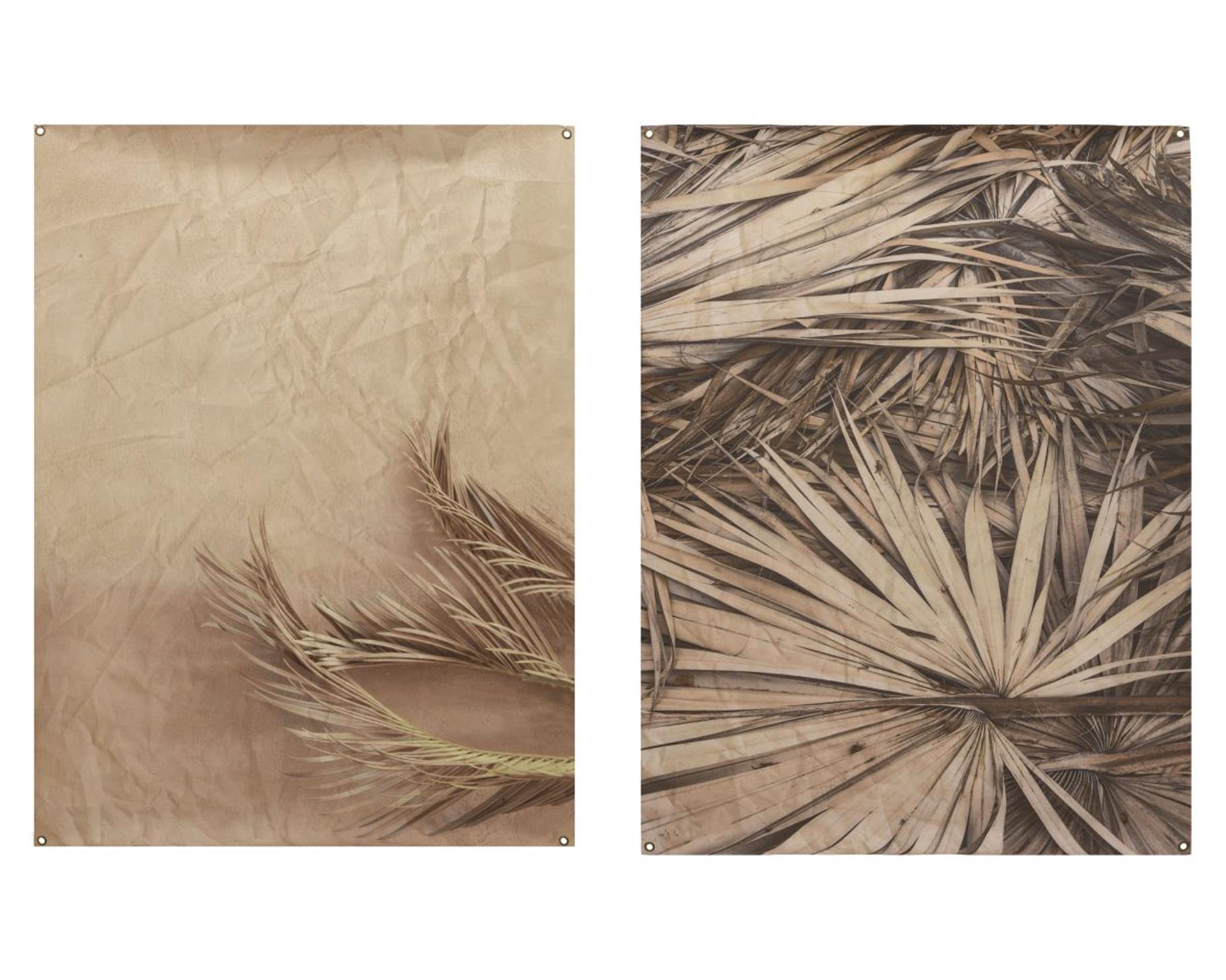 Decoris wanddoek met ophangogen 90x120cm fotoprint met palmblad 2 stuks