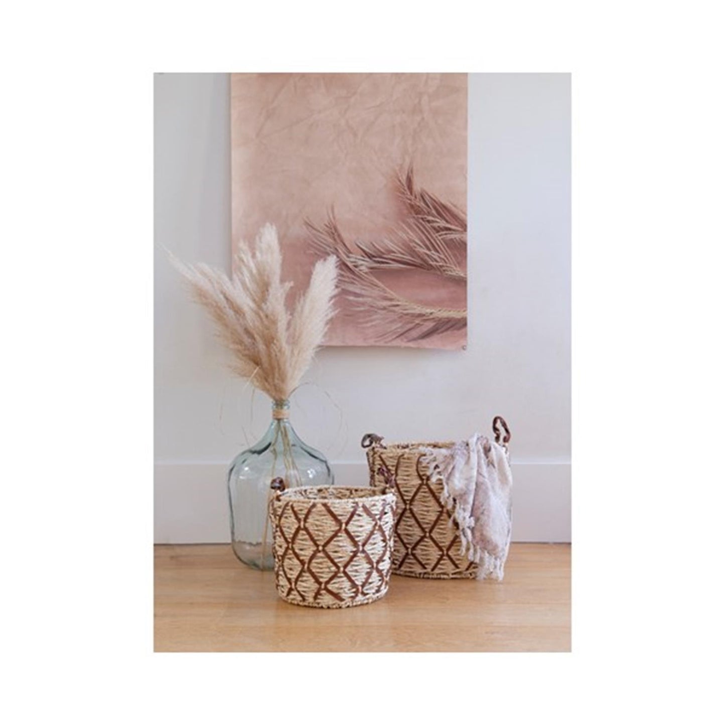 Decoris wanddoek met ophangogen 90x120cm fotoprint met palmblad 2 stuks