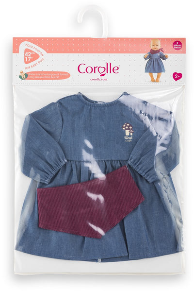 Corolle poppenjurk jeans met sjaal voor babypop 42cm - poppenkleding. m