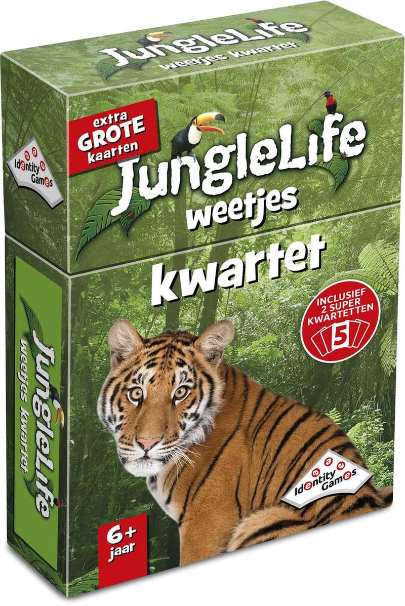 Identity games junglelife weetjes kwartet - kaartspel - boordevol leuke feitjes over dieren uit de jungle
