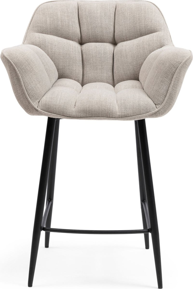 Riviera maison barkruk met rugleuning - carnaby counter chair mouliné - linnen - naturel