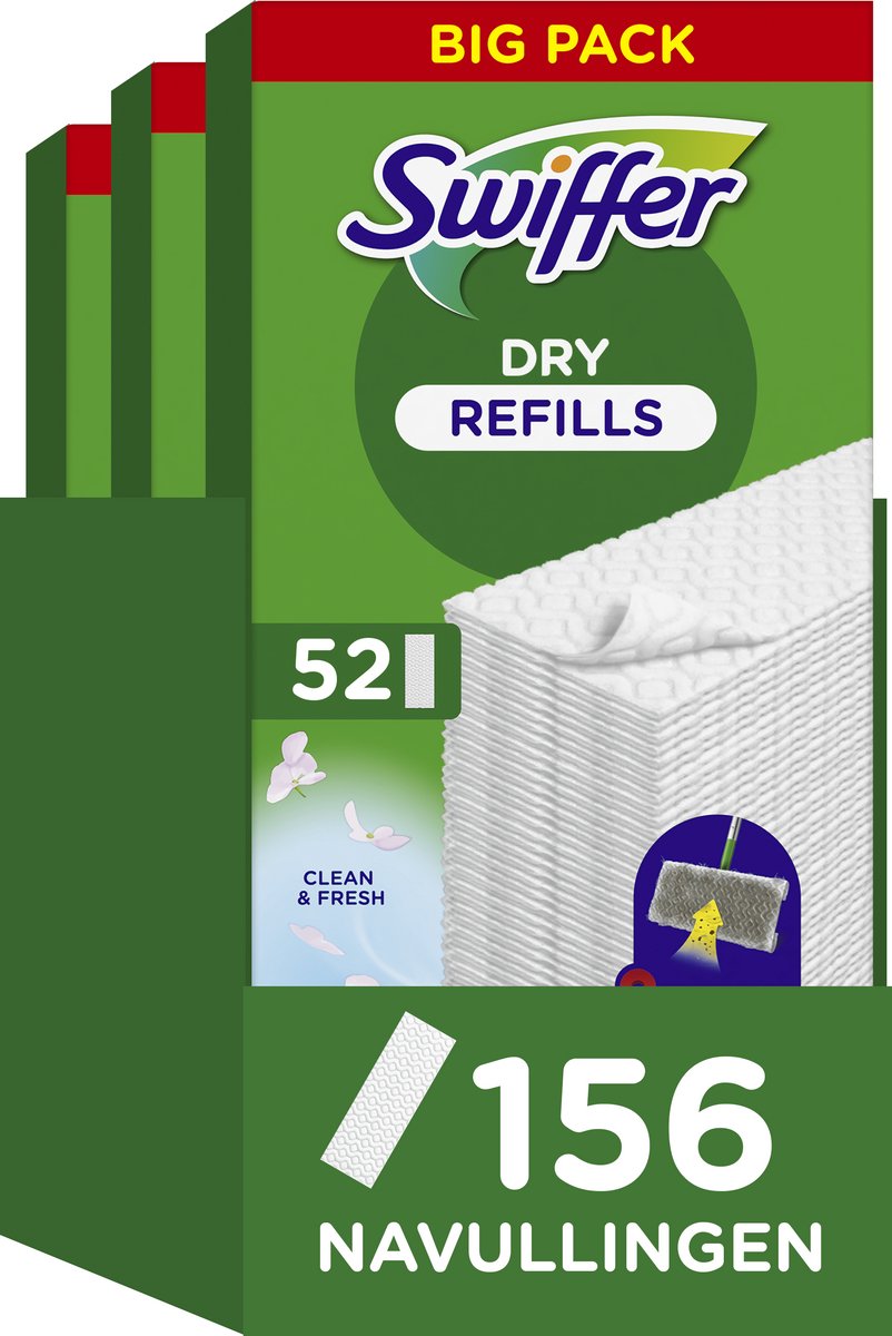 Swiffer vloerwisdoekjes - vloerreiniger droge doekjes - 3 x 52 = 156 navullingen