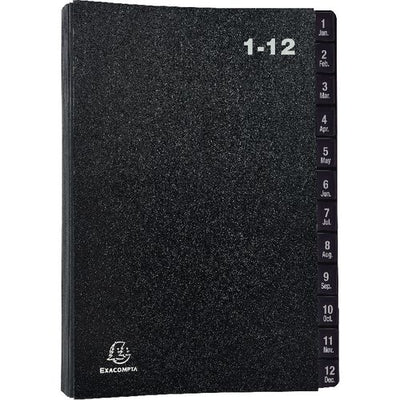 Sorteermap exacompta zwart 1-12 tabs