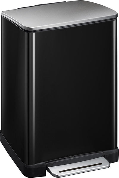 Eko - e-cube pedaalemmer 40 liter - stainless steel plastic - zwart glanzend, mat rvs - prullenbak