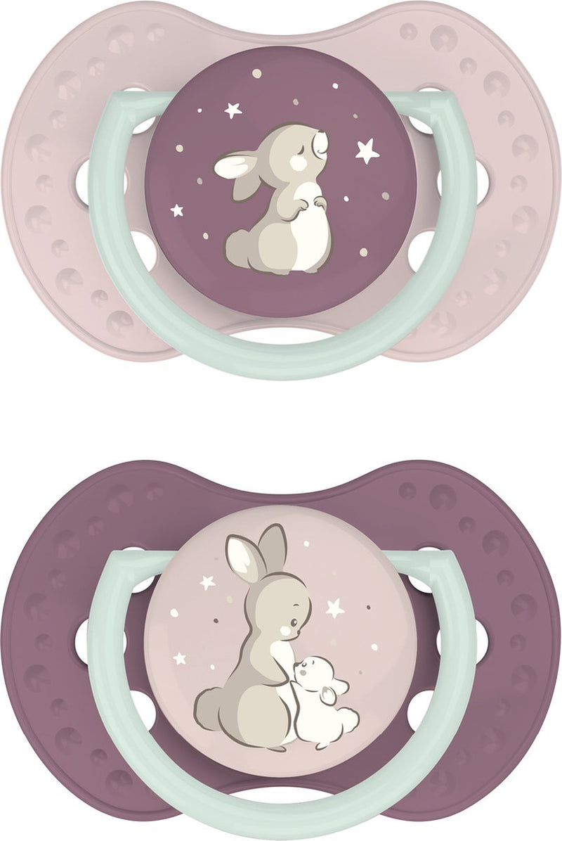 Difrax lovi fopspeen dynamisch - classy - 0 tot 6 maanden - roze beige - 2 stuks