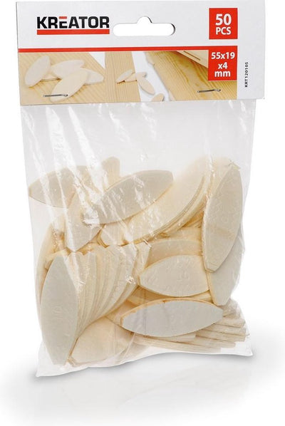 Kreator krt120105 lamellen deuvels maat 10 -55x19x4mm– 50 stuks