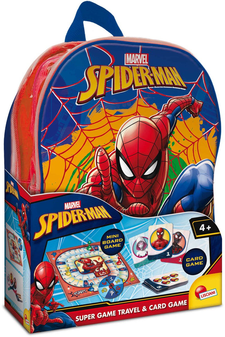 Lisciani spider-man super game travel card game in a backpack