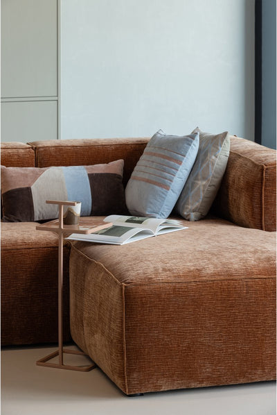Woood laon kussens - velvet stof - naturel blauw - set van 3