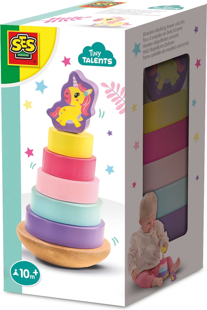 Ses creative ses houten stapeltoren eenhoorn