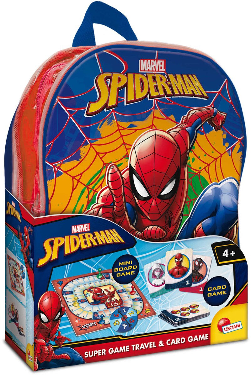Lisciani - spider-man - supergame travel card game in een rugzak